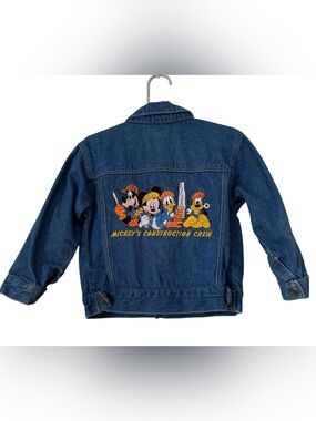 Vintage Disney Mickey’s For Kids Construction Crew Embroidered Denim Jacket 2T